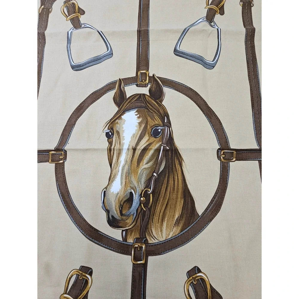 Beauville Horse Stirrups Bridal Patterned Cotton Linen Hand Tea Towel 19x32 EUC‎
